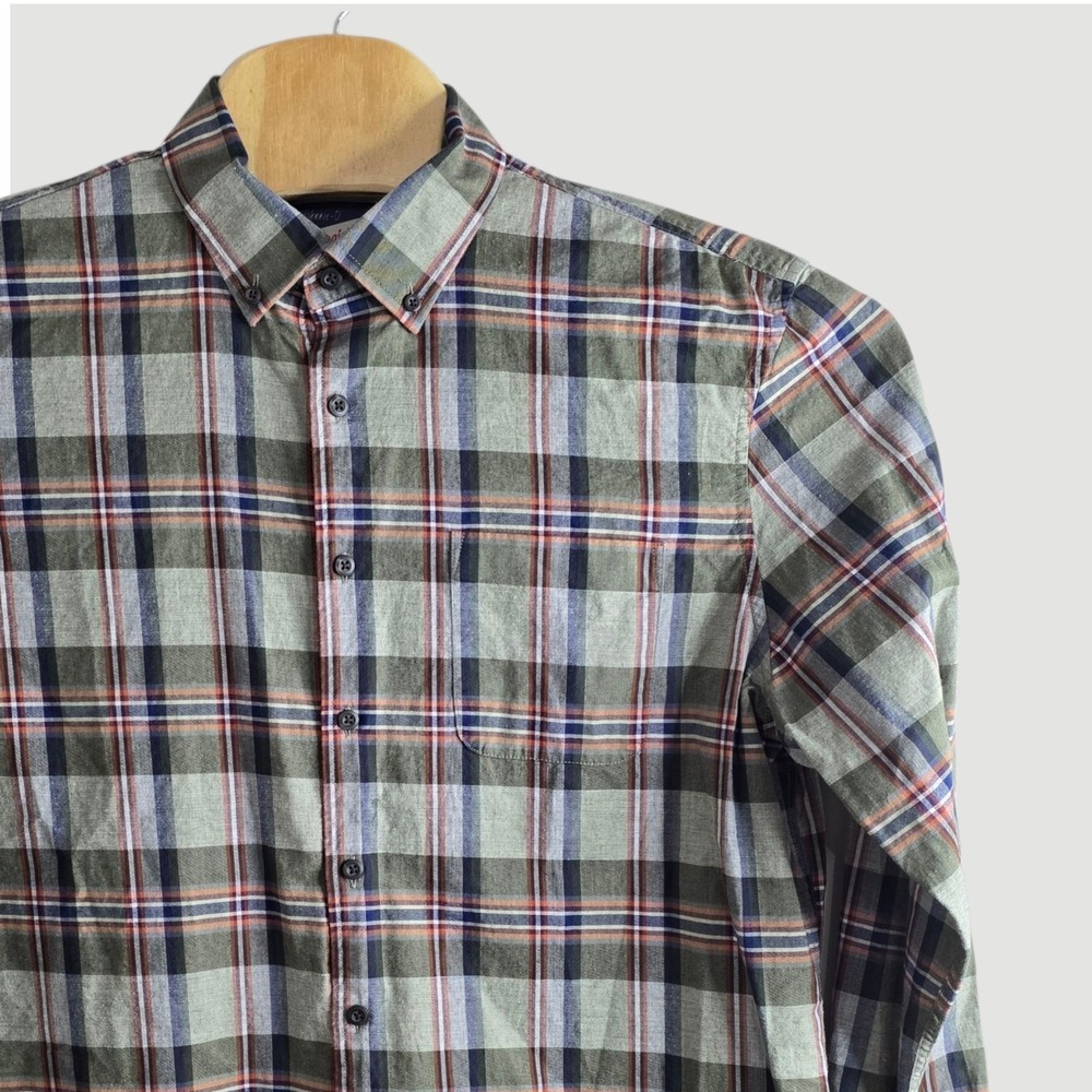 Johnnie-O Hangin Out Mens Large Green Plaid Button Down Shirt Long Sleeve